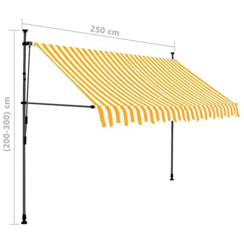 Markise m. LED-lys manuel betjening 250 cm hvid og orange