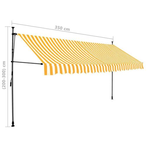 Markise m. LED-lys manuel betjening 350 cm hvid og orange