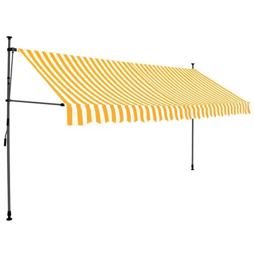 Markise m. LED-lys manuel betjening 400 cm hvid og orange