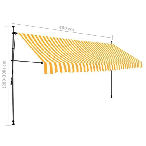 Markise m. LED-lys manuel betjening 400 cm hvid og orange