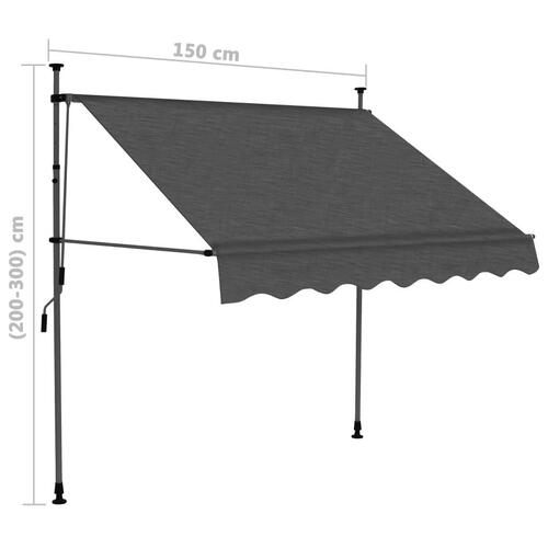 Markise m. LED-lys manuel betjening 150 cm antracitgrå