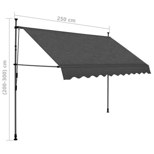Markise m. LED-lys manuel betjening 250 cm antracitgrå