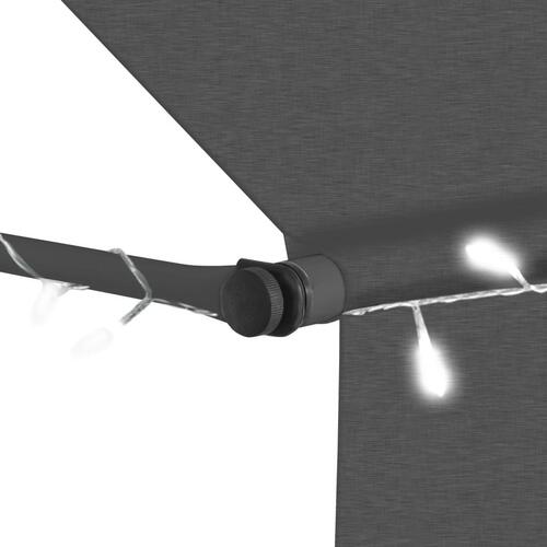 Markise m. LED-lys manuel betjening 300 cm antracitgrå