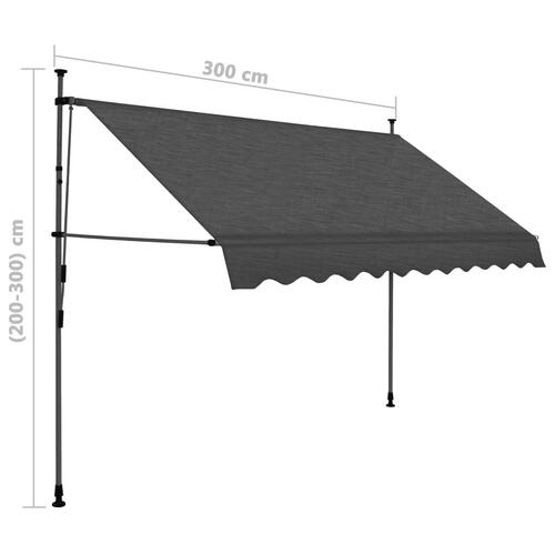 Markise m. LED-lys manuel betjening 300 cm antracitgrå