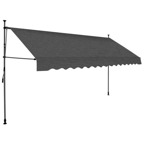 Markise m. LED-lys manuel betjening 350 cm antracitgrå