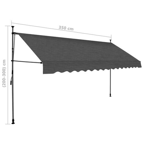 Markise m. LED-lys manuel betjening 350 cm antracitgrå