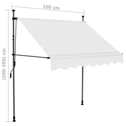 Markise m. LED-lys manuel betjening 100 cm cremefarvet