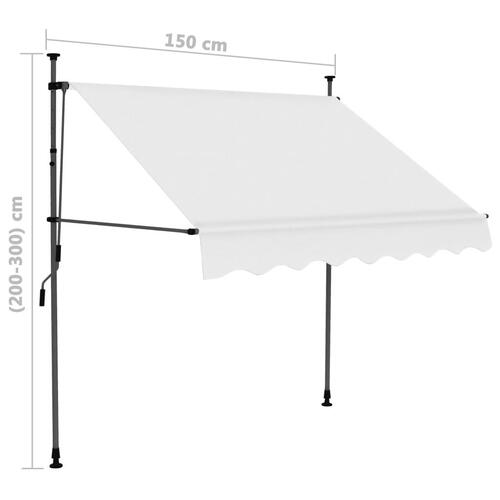 Markise m. LED-lys manuel betjening 150 cm cremefarvet