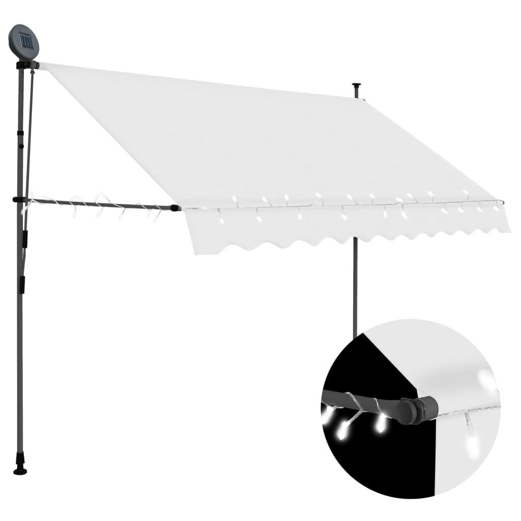 Markise m. LED-lys manuel betjening 250 cm cremefarvet