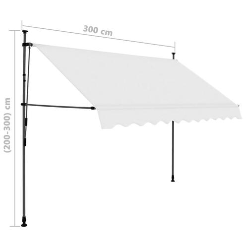 Markise m. LED-lys manuel betjening 300 cm cremefarvet