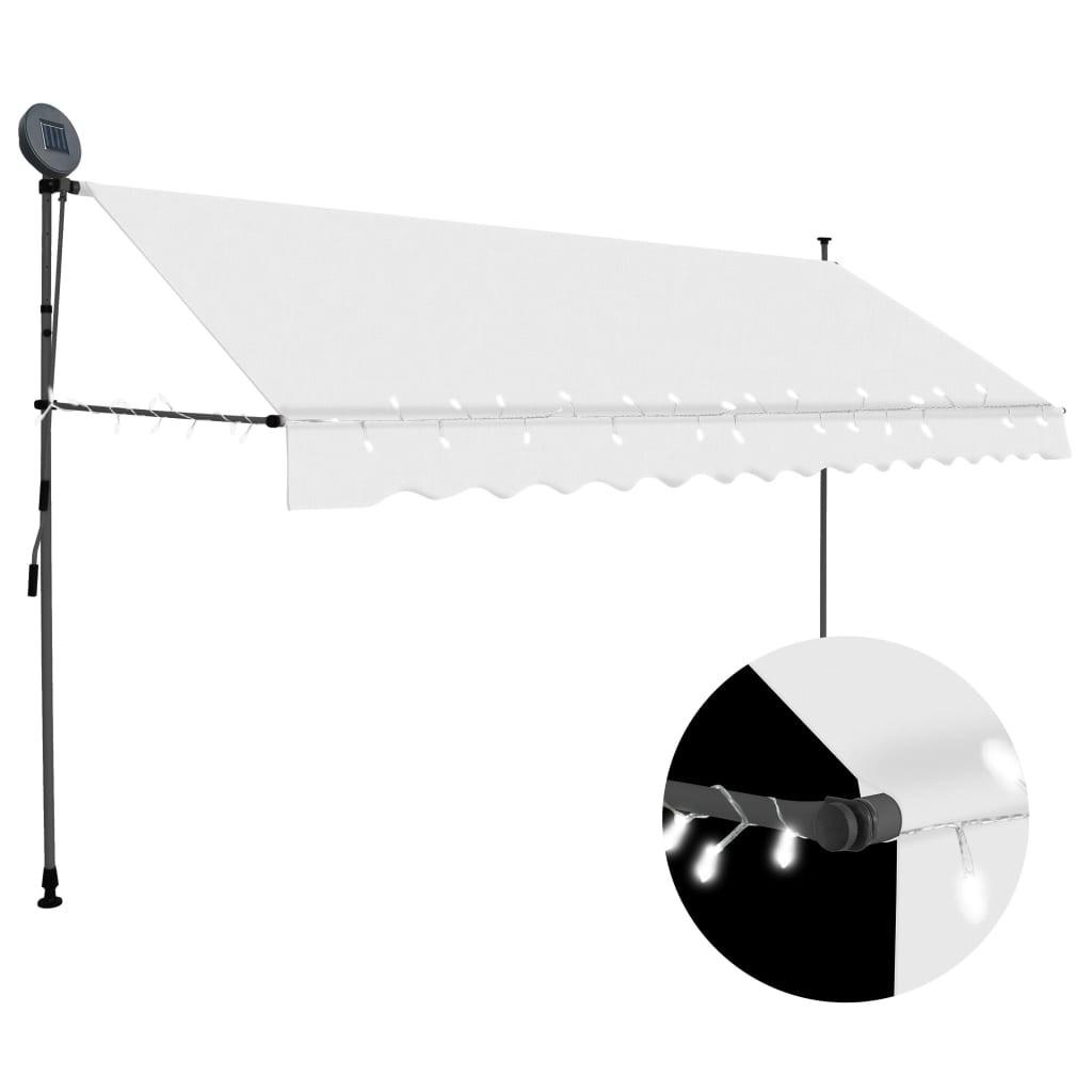 Markise m. LED-lys manuel betjening 400 cm cremefarvet