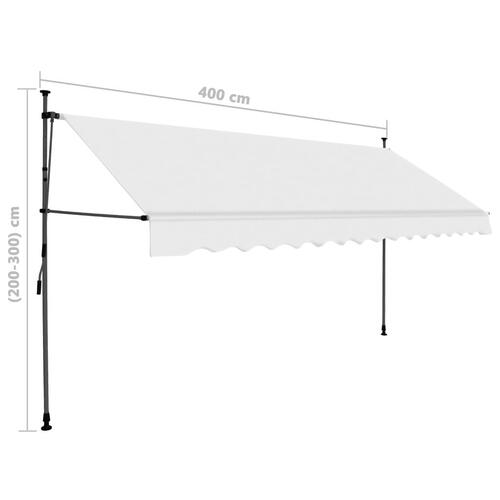 Markise m. LED-lys manuel betjening 400 cm cremefarvet