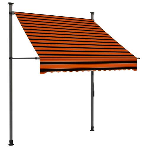 Markise m. LED-lys manuel betjening 150 cm orange og brun