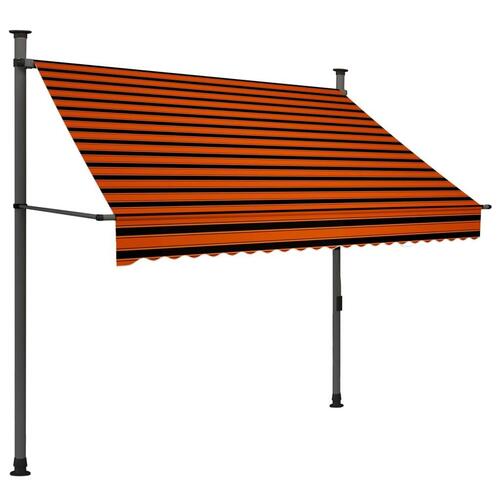 Markise m. LED-lys manuel betjening 200 cm orange og brun