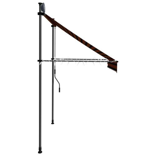 Markise m. LED-lys manuel betjening 200 cm orange og brun