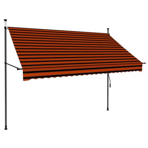 Markise m. LED-lys manuel betjening 250 cm orange og brun