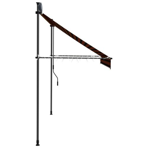 Markise m. LED-lys manuel betjening 250 cm orange og brun