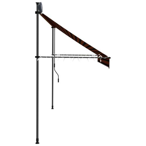 Markise m. LED-lys manuel betjening 300 cm orange og brun