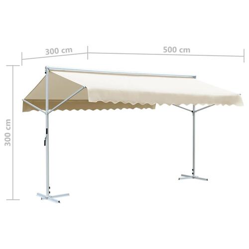 Fritstående markise 500x300 cm cremefarvet