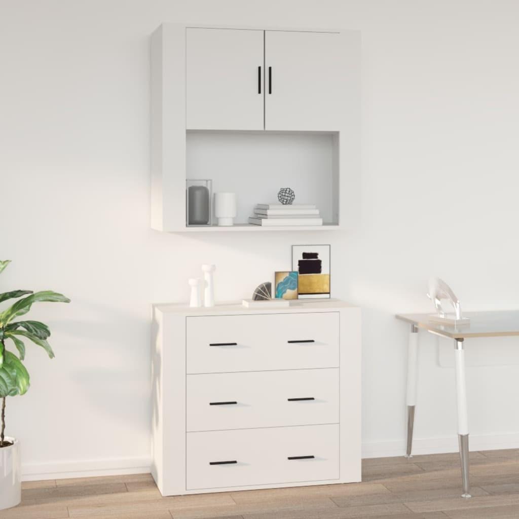 Vægskab 80x33x80 cm konstrueret træ hvid