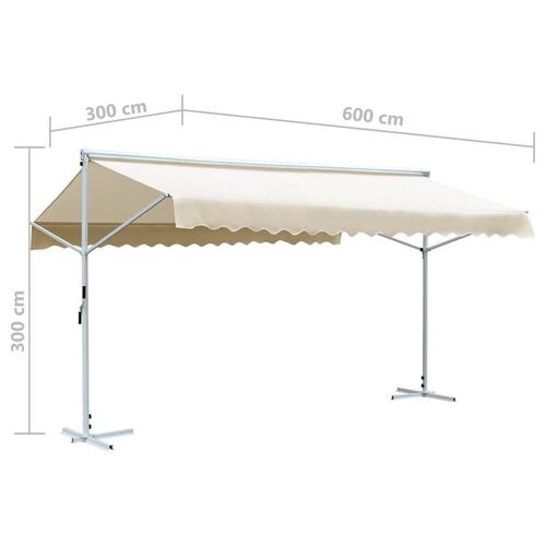 Fritstående markise 600x300 cm cremefarvet