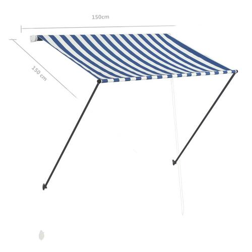 Foldemarkise med LED 150x150 cm blå og hvid