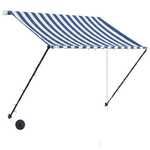 Foldemarkise med LED 200x150 cm blå og hvid