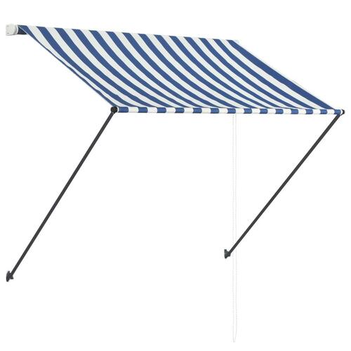 Foldemarkise med LED 200x150 cm blå og hvid