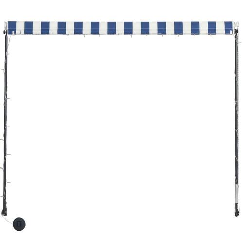 Foldemarkise med LED 200x150 cm blå og hvid