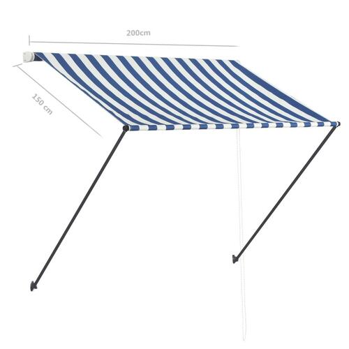 Foldemarkise med LED 200x150 cm blå og hvid