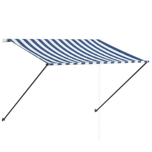 Foldemarkise med LED 250x150 cm blå og hvid