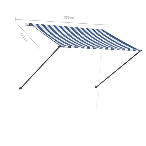 Foldemarkise med LED 250x150 cm blå og hvid