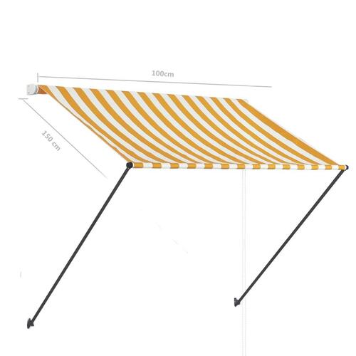 Foldemarkise med LED 100x150 cm gul og hvid
