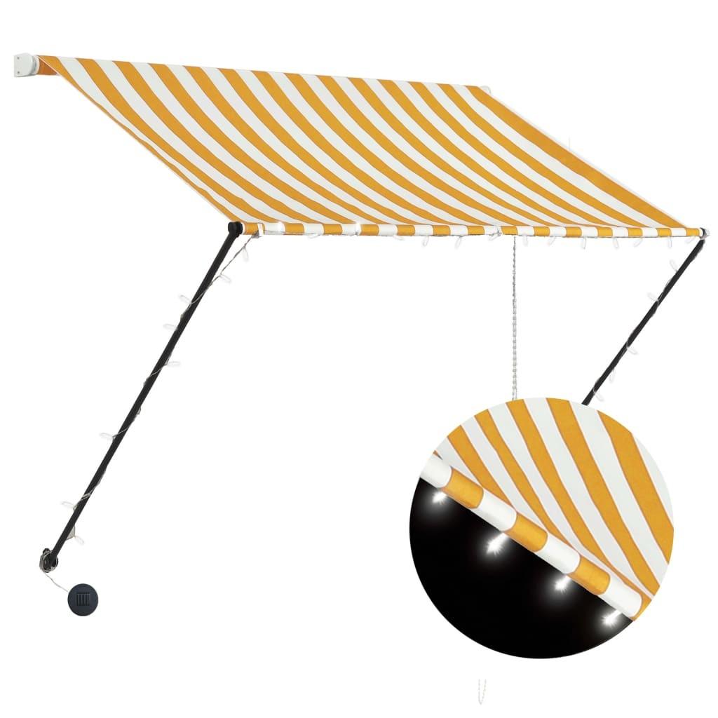 Foldemarkise med LED 200x150 cm gul og hvid