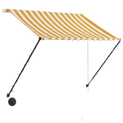Foldemarkise med LED 200x150 cm gul og hvid
