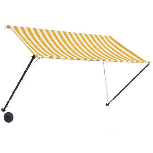 Foldemarkise med LED 250x150 cm gul og hvid