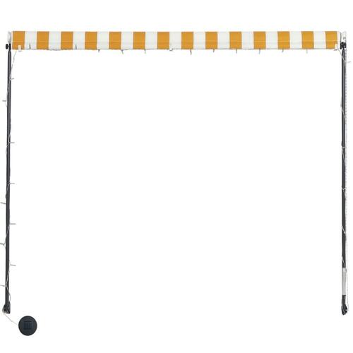 Foldemarkise med LED 250x150 cm gul og hvid