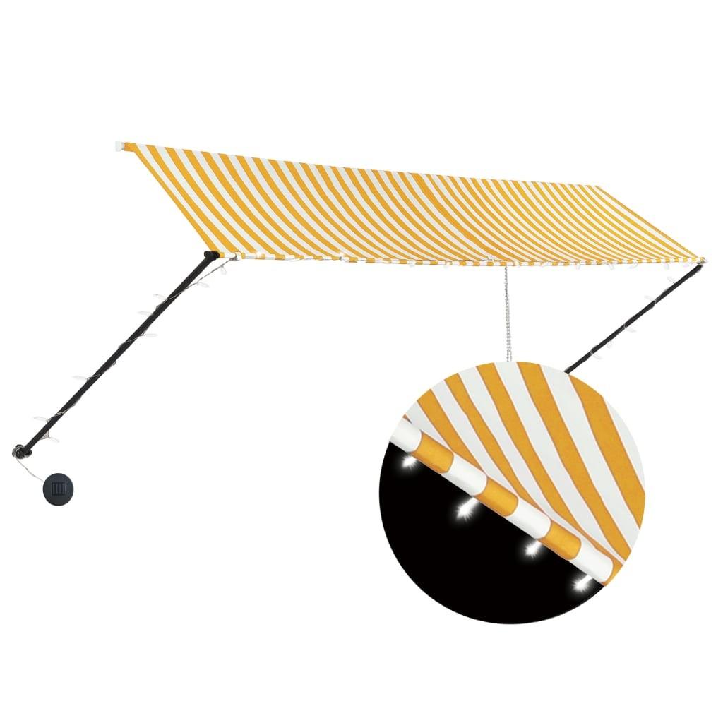 Foldemarkise med LED 400x150 cm gul og hvid