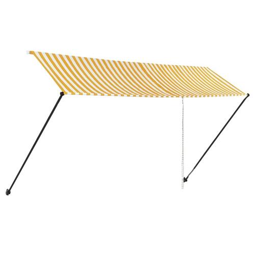 Foldemarkise med LED 400x150 cm gul og hvid