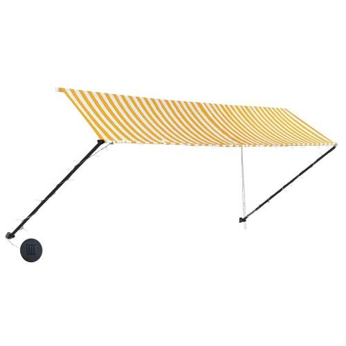 Foldemarkise med LED 400x150 cm gul og hvid
