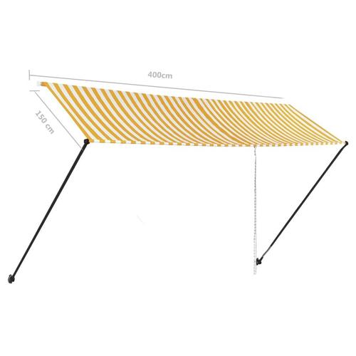 Foldemarkise med LED 400x150 cm gul og hvid