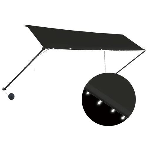 Foldemarkise med LED 400x150 cm antracitgrå