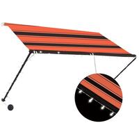 Foldemarkise med LED 250x150 cm orange og brun