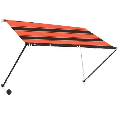 Foldemarkise med LED 250x150 cm orange og brun