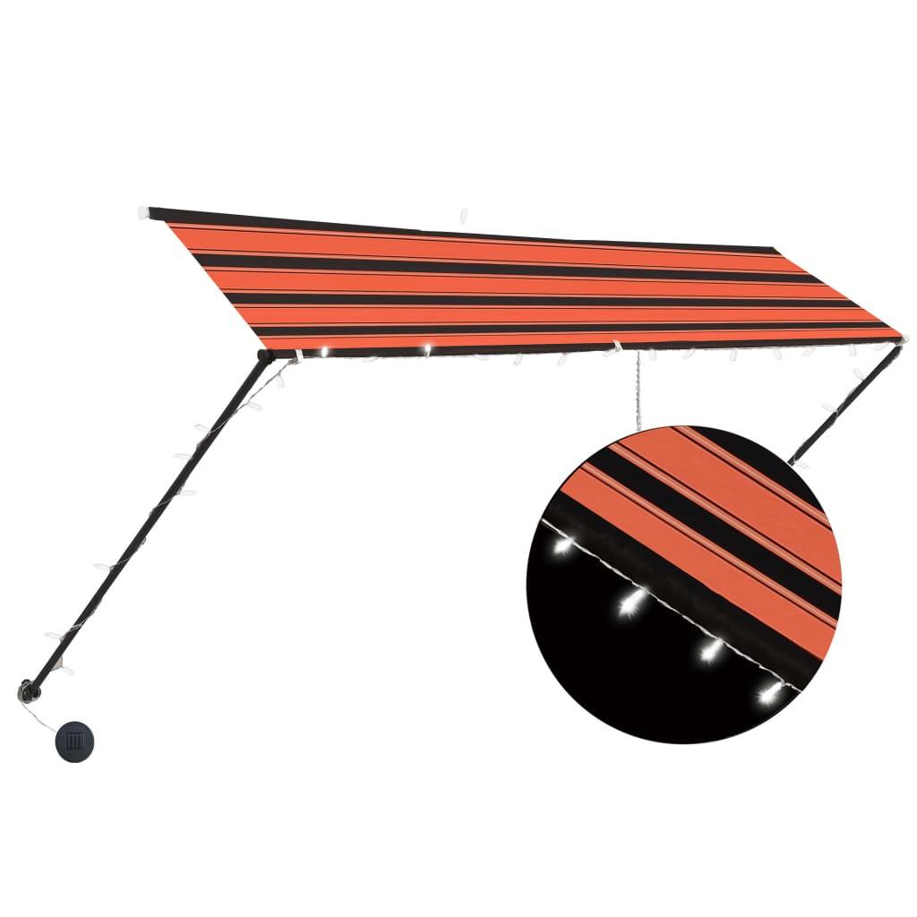 Foldemarkise med LED 300x150 cm orange og brun