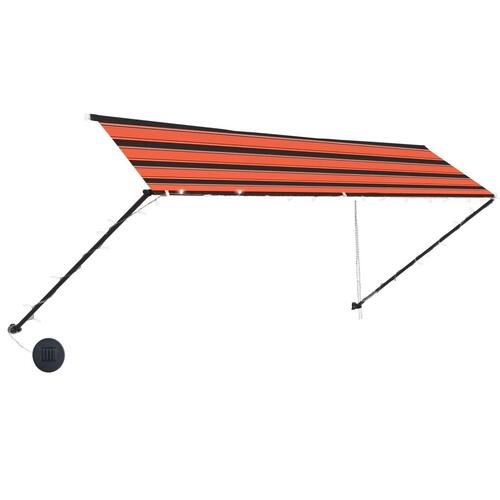 Foldemarkise med LED 400x150 cm orange og brun