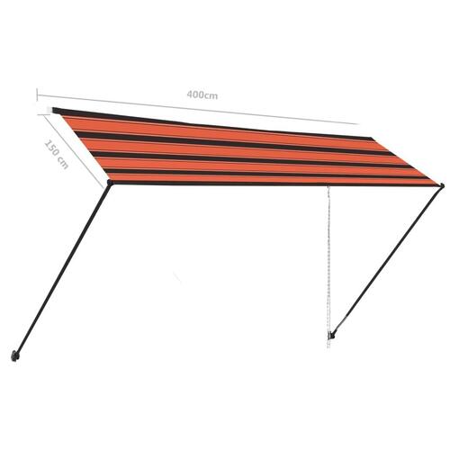 Foldemarkise med LED 400x150 cm orange og brun
