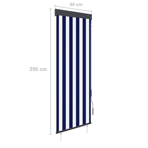 Udendørs rullegardin 60x250 cm blå og hvid