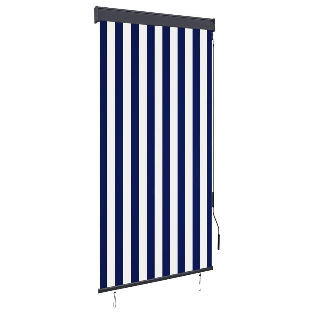 Udendørs rullegardin 80x250 cm blå og hvid