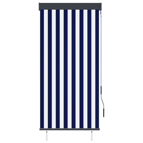 Udendørs rullegardin 80x250 cm blå og hvid